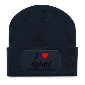 I love Knödel - Recycelte Patch Beanie - French Navy - Vorne