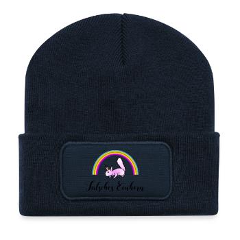 Eichhörnchen Regenbogen - Falsches Einhorn - Recycelte Patch Beanie - French Navy - Vorne