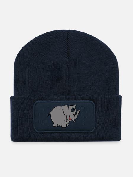 Elefant,Tier,Comic,Kinder - Recycelte Patch Beanie - French Navy