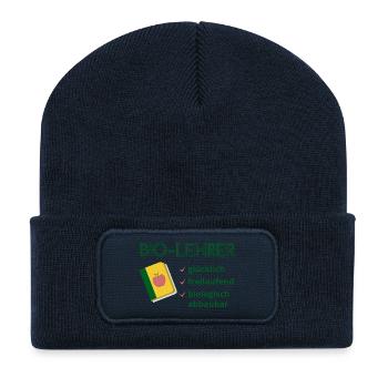 Biolehrer T-Shirt Lehrer Bio Lehrer - Recycelte Patch Beanie - French Navy - Vorne