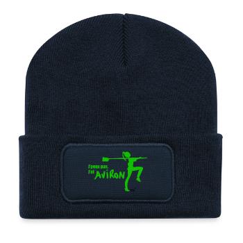 Je peux pas j'ai aviron (filles) - Beanie recyclé à patch - bleu marine - Devant