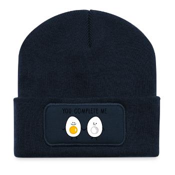 You complete me - Recycelte Patch Beanie - French Navy - Vorne