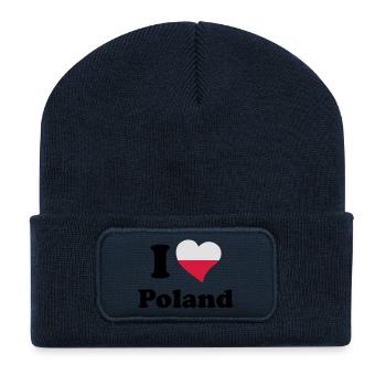 I love Poland - Recycled Patch Beanie - french navy - Front