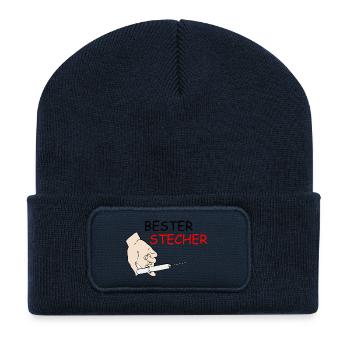 Neues T-Shirt Bester Stecher Geschenkidee - Recycelte Patch Beanie - French Navy - Vorne