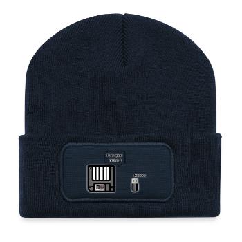 Diskette auf USB-Stick - Recycelte Patch Beanie - French Navy - Vorne
