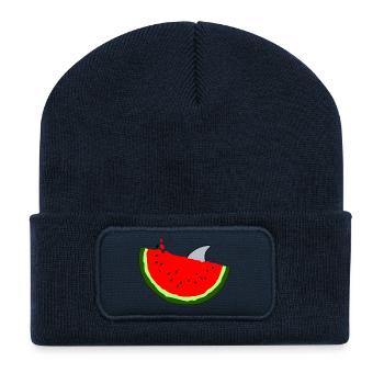 Watermelon shark summer vacation surfer gift - Recycled Patch Beanie - french navy - Front