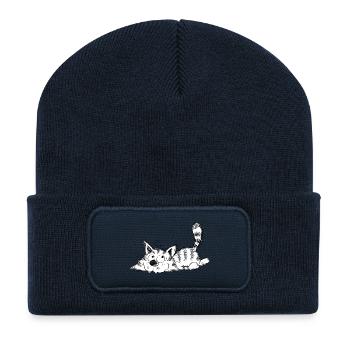Funny little cat - cartoon - Recycled Patch Beanie - french navy - Front