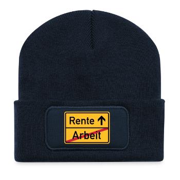 ortsschild_arbeit_rente__f3 - Beanie recyclé à patch - bleu marine - Devant