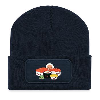 Happy Sushi famille - Beanie recyclé à patch - bleu marine - Devant