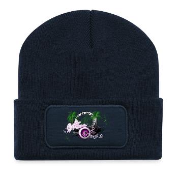 Haut-parleur de musique avec des palmiers - Beanie recyclé à patch - bleu marine - Devant