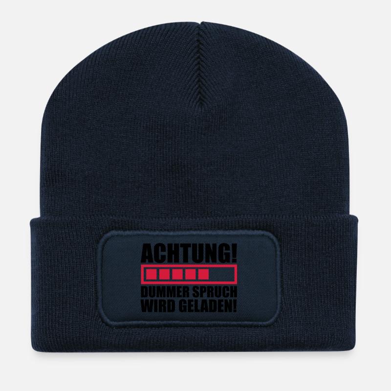 achtung_dummer_spruch_wird_geladen_f2 - Recycelte Patch Beanie - French Navy