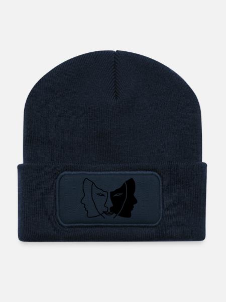 lumière sombre masque gemini - Beanie recyclé à patch - bleu marine