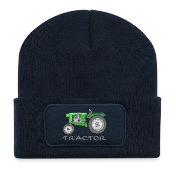 cooler Traktor - tractor comic - Recycelte Patch Beanie - French Navy - Vorne