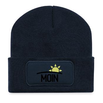 Moin Guten Morgen Sonne - Recycelte Patch Beanie - French Navy - Vorne