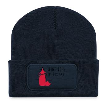 What does the fox say? - Recycled Patch Beanie - french navy - Front