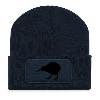 Cute Little Kiwi Bird Design - Recycled Patch Beanie - french navy - Front