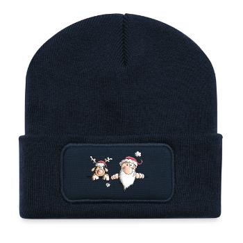 Das Weihnachts Team - Recycelte Patch Beanie - French Navy - Vorne