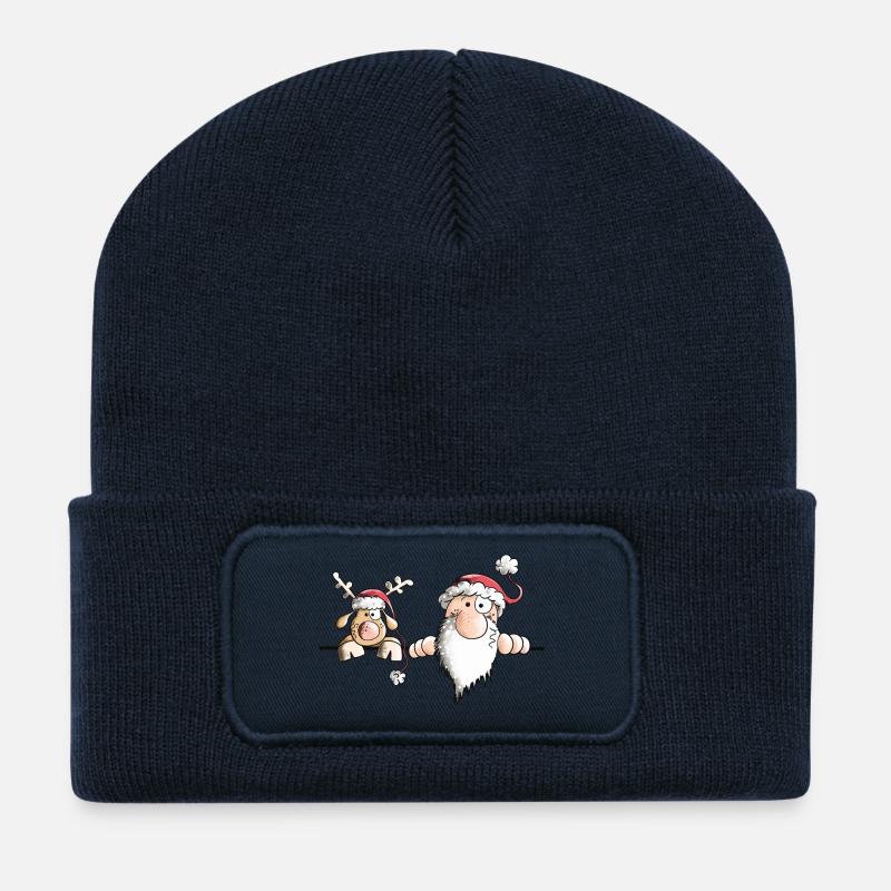 L'équipe de Noël - Beanie recyclé à patch - bleu marine