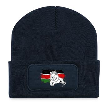 Lion - Kenya Flag - Löwe - Recycelte Patch Beanie - French Navy - Vorne
