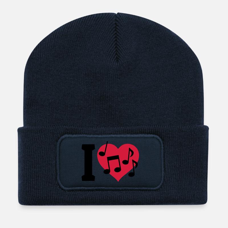 I love Music - Recycelte Patch Beanie - French Navy