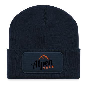 alpen tour design - Recycelte Patch Beanie - French Navy - Vorne