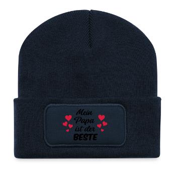 papa_ist_der_beste - Recycelte Patch Beanie - French Navy - Vorne