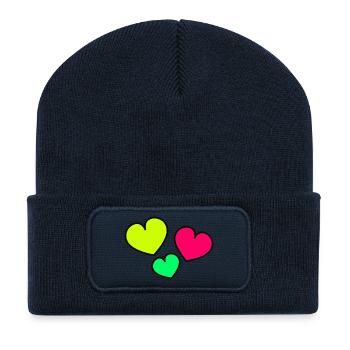 I LOVE YOU. I LOVE YOU. LOVE. LOVE. HEART. - Recycled Patch Beanie - french navy - Front