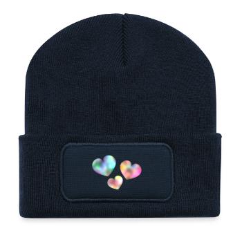 ICH LIEBE DICH. ICH LIEBE DICH. LIEBE. LIEBE. HERZ. - Recycelte Patch Beanie - French Navy - Vorne