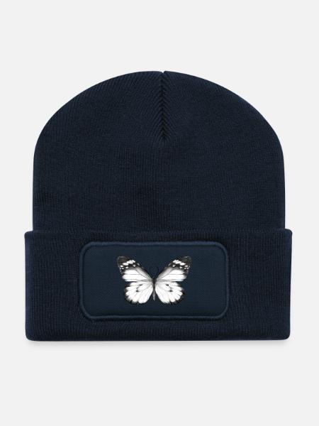 Monochrome Butterfly - Recycled Patch Beanie - french navy