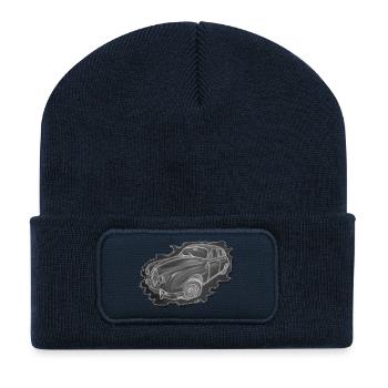 Oldtimer - Dessin - Beanie recyclé à patch - bleu marine - Devant