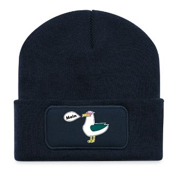 Mouette Moin - Beanie recyclé à patch - bleu marine - Devant