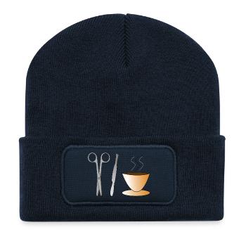 Chirurg Chirurgin Chirurgie OP Kaffee Geschenk - Recycelte Patch Beanie - French Navy - Vorne