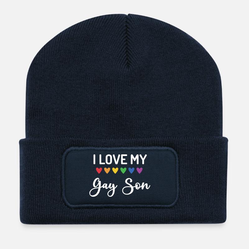 Ich liebe meinen schwulen Sohn - Recycelte Patch Beanie - French Navy