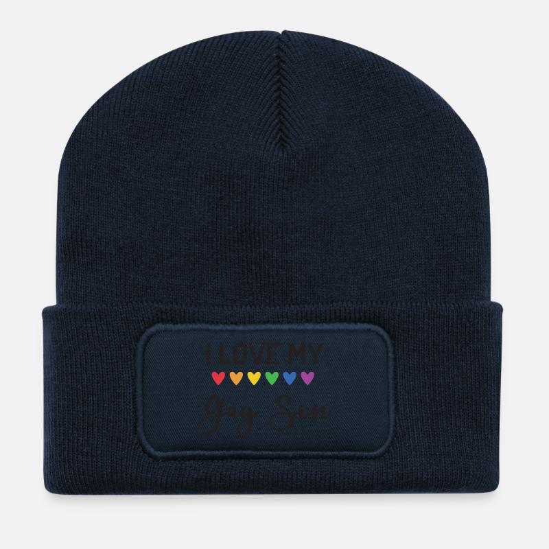 Ich liebe meinen schwulen Sohn - Recycelte Patch Beanie - French Navy
