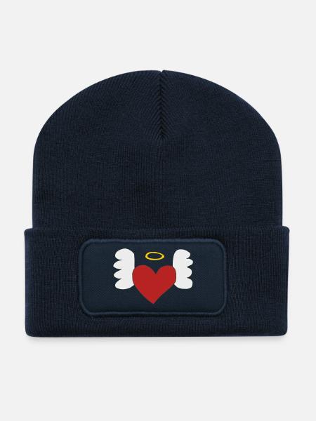 herz mit flügeln - Recycelte Patch Beanie - French Navy