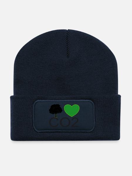 I Love CO2 Heart Graphic - Recycled Patch Beanie - french navy