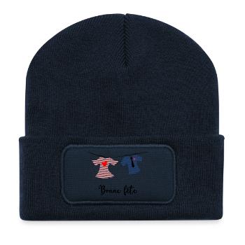 BONNE FÊTE. FÊTE DES MÈRES. FÊTE DES PÈRES. FÊTE - Beanie recyclé à patch - bleu marine - Devant