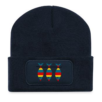 SARDINE. FISH. APRIL FOOL. EASTER. OCEAN - Recycled Patch Beanie - french navy - Front