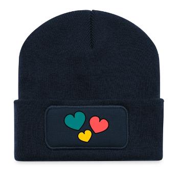 CŒUR. CŒURS. SAINT VALENTIN. LOVE. AMOUR. HEART - Beanie recyclé à patch - bleu marine - Devant