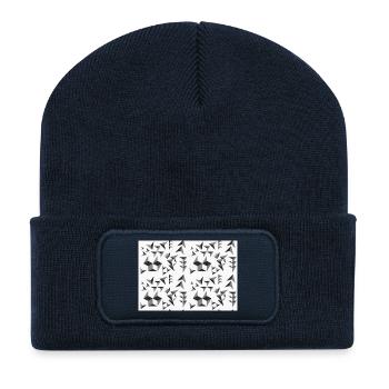 Deco pattern pyramids black and white - Recycled Patch Beanie - french navy - Front
