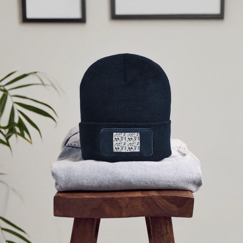Deco pattern pyramids black and white Recycled Patch Beanie