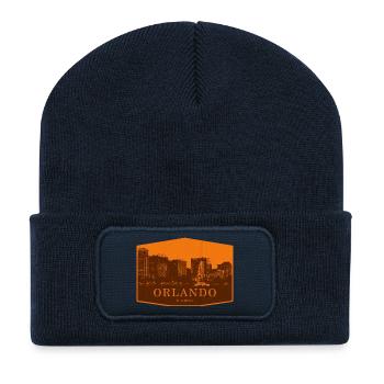 Insigne de la Skyline d’Orlando orange - Beanie recyclé à patch - bleu marine - Devant