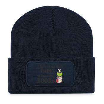 Lire Zebra, il n’y a pas trop de livres - Beanie recyclé à patch - bleu marine - Devant