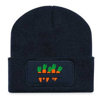 Bannière de carottes avec des carottes orange - Beanie recyclé à patch - bleu marine - Devant