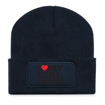 J’aime ma petite amie - Beanie recyclé à patch - bleu marine - Devant