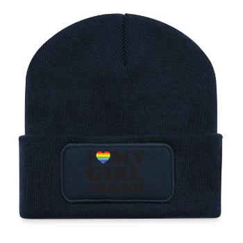 J’aime ma petite amie - Beanie recyclé à patch - bleu marine - Devant