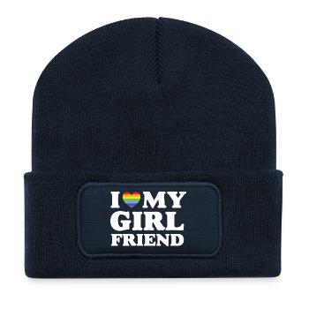 J’aime ma copine - LGBTQ - Beanie recyclé à patch - bleu marine - Devant