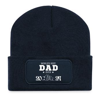 world´s best dad 2024 - Recycelte Patch Beanie - French Navy - Vorne