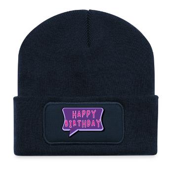 BIRTHDAY. HAPPY BIRTHDAY. HAPPY BIRTHDAY. - Recycled Patch Beanie - french navy - Front
