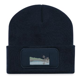 Paysage modifié avec lac - Beanie recyclé à patch - bleu marine - Devant